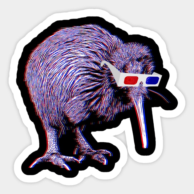 Kiwi Bird Anaglyph Sticker by RaymundoSouza